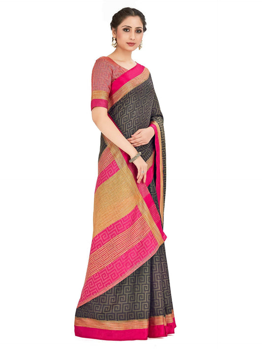 Mimosa Women's Banarasi Silk Black Saree | Swadesiicart