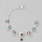 VOJ Set of 2 Stone Studded Heart Shaped Traditional Anklet - Swadesiicart