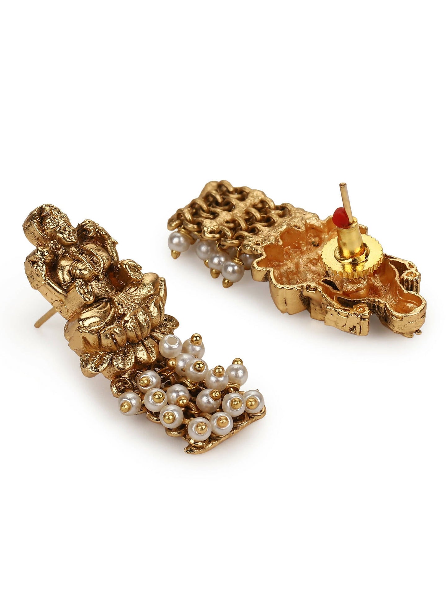 Gold-Polished Pink White Stones-Studded Beaded Jewellery Set - Ruby Raang - Swadesiicart