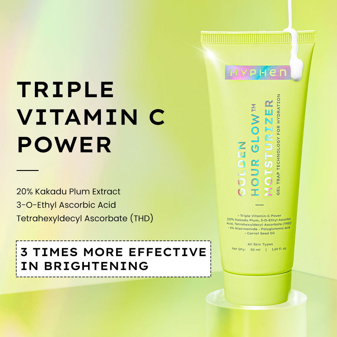 Hyphen Golden Hour Glow Face Moisturizer with Triple Vitamin C & 3% Niacinamide | Swadesiicart