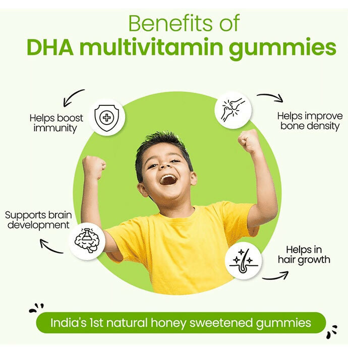 Zingavita DHA Multivitamin Gummies with Honey for Kids (2+ yrs) - Mixed Fruit | Swadesiicart