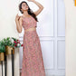 Miravan Women's Orange Floral Printed Crop Top And Skirt Co-Ord Set - Swadesiicart