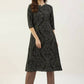 FIORRA Women's Black Printed Flared Cotton Kurta - Swadesiicart