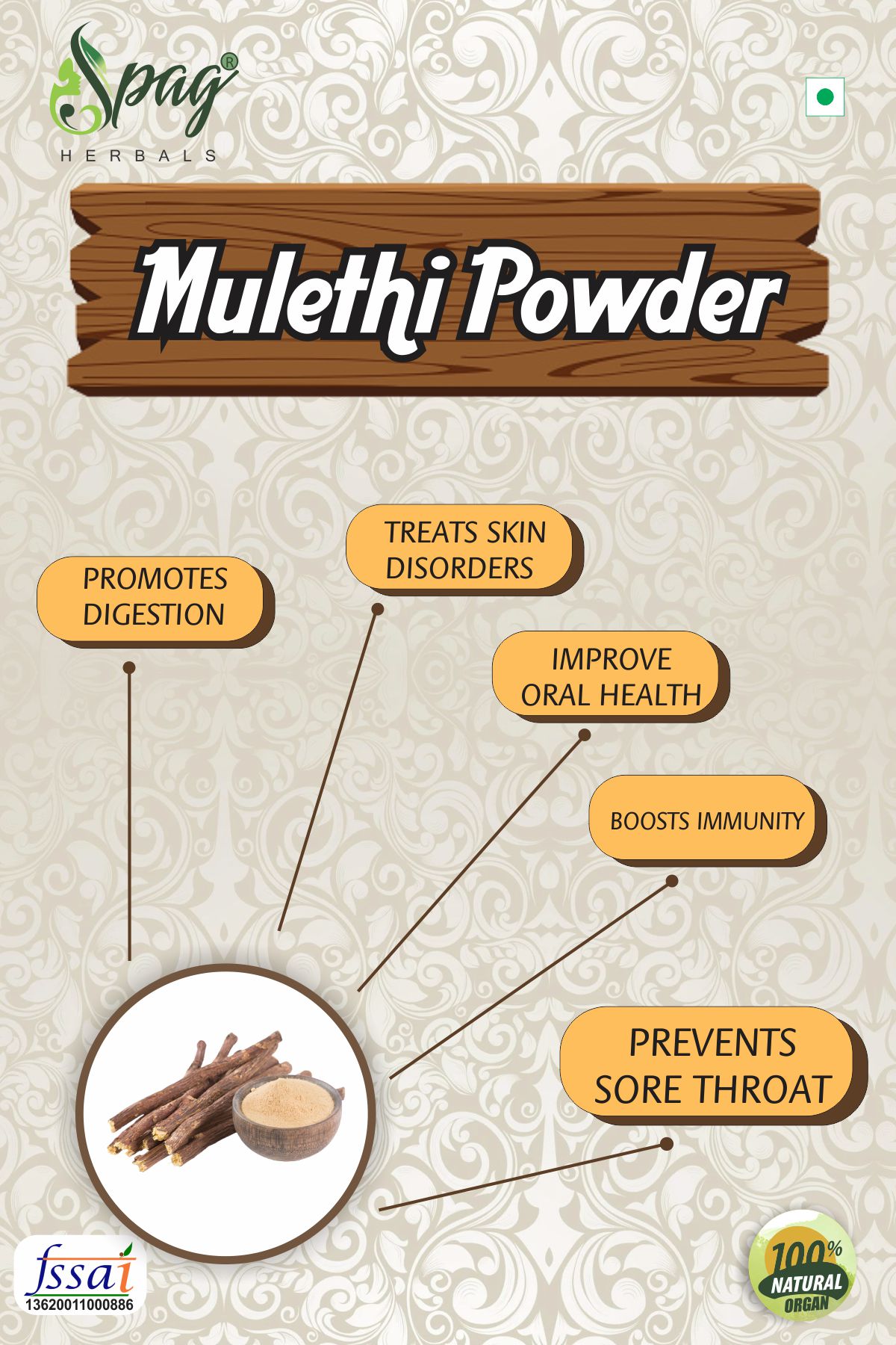 Spag Herbals Mulethi Powder - Swadesiicart