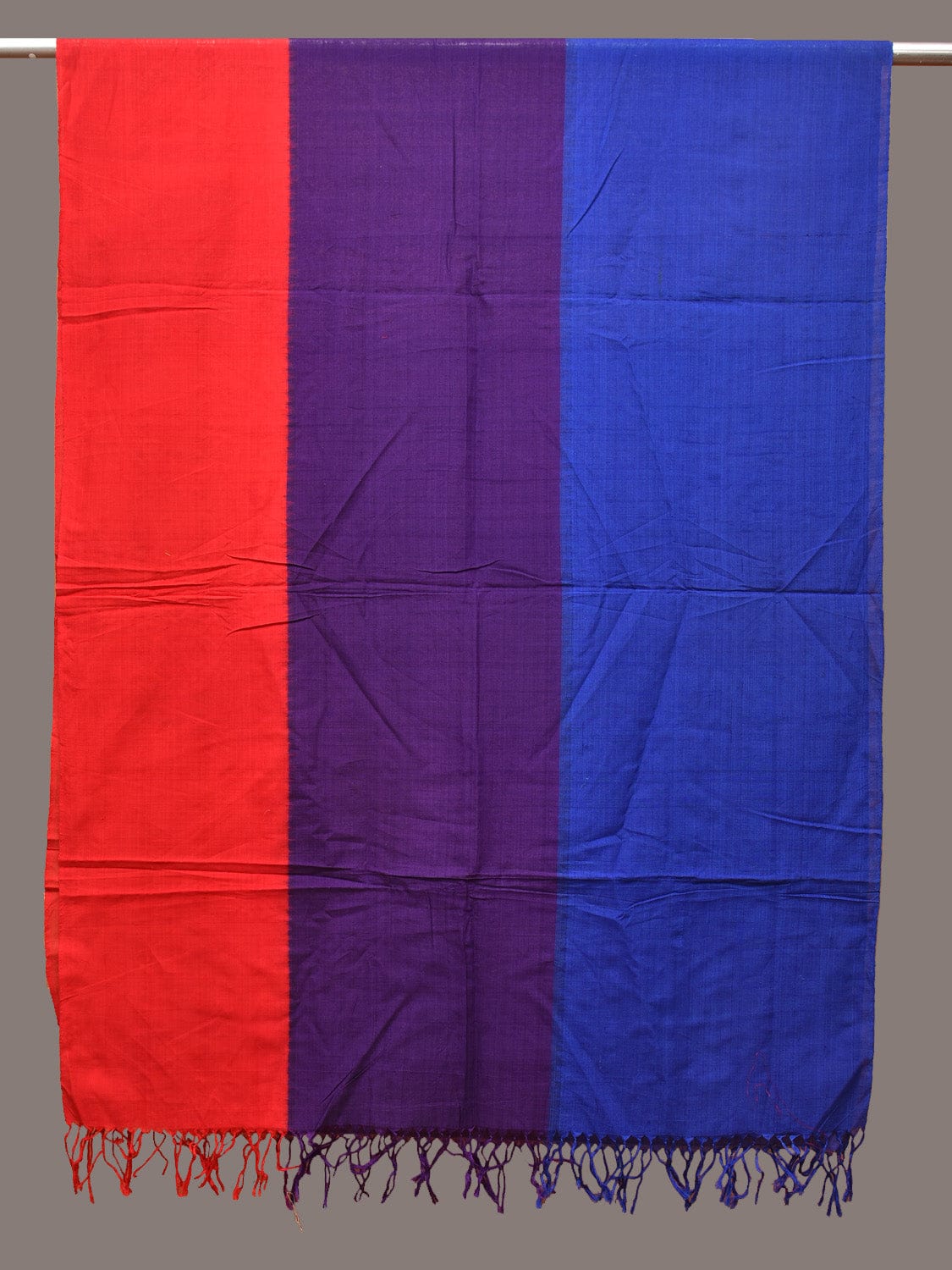 Multicolor Pochampally Ikat Cotton Handloom Plain Dupatta - Global Threads | Swadesiicart