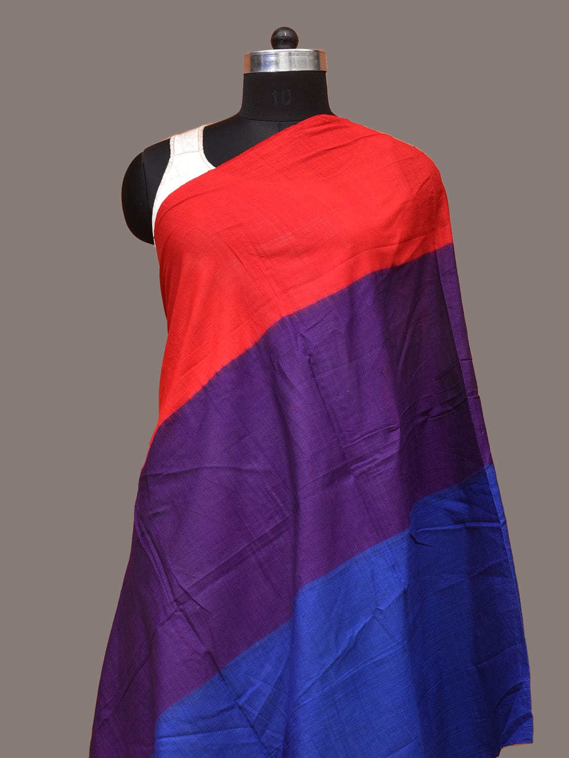 Multicolor Pochampally Ikat Cotton Handloom Plain Dupatta - Global Threads | Swadesiicart