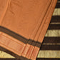 Mustard and Black Bamboo Cotton Plain Saree with Strips Pallu Design No Blouse - Global Threads | Swadesiicart
