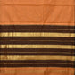 Mustard and Black Bamboo Cotton Plain Saree with Strips Pallu Design No Blouse - Global Threads | Swadesiicart