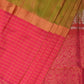 Mustard and Pink Uppada Silk Handloom Saree with Body Buta and Checks Border Design - Global Threads | Swadesiicart