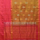 Mustard and Pink Uppada Silk Handloom Saree with Body Buta and Checks Border Design - Global Threads | Swadesiicart