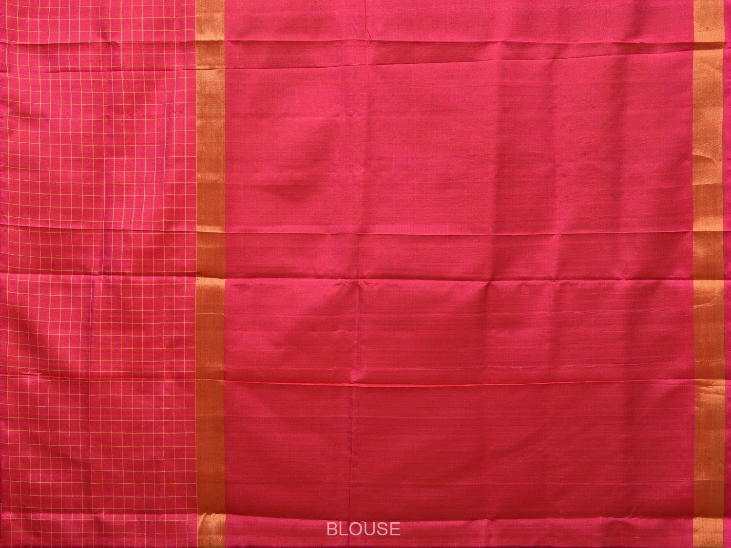 Mustard and Pink Uppada Silk Handloom Saree with Body Buta and Checks Border Design - Global Threads | Swadesiicart