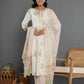 Yufta Mustard Gota_Patti Cotton Anarkali Kurta Dupatta Pant Set - Swadesiicart