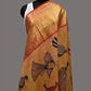 Mustard Kalamkari Hand Painted Kanchipuram Silk Handloom Dupatta with Birds Design - Global Threads | Swadesiicart