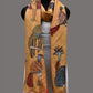 Mustard Kalamkari Hand Painted Kanchipuram Silk Handloom Dupatta with Birds Design - Global Threads | Swadesiicart