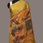 Mustard Kalamkari Hand Painted Kanchipuram Silk Handloom Dupatta with Egyptian Design - Global Threads | Swadesiicart