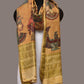 Mustard Kalamkari Hand Painted Kanchipuram Silk Handloom Dupatta with Egyptian Design - Global Threads | Swadesiicart