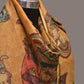Mustard Kalamkari Hand Painted Kanchipuram Silk Handloom Dupatta with Egyptian Design - Global Threads | Swadesiicart