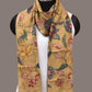 Mustard Kalamkari Hand Painted Sico Stole with Floral and Birds Design - Global Threads | Swadesiicart