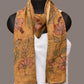 Mustard Kalamkari Hand Painted Sico Stole with Floral Design - Global Threads | Swadesiicart
