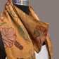 Mustard Kalamkari Hand Painted Sico Stole with Floral Design - Global Threads | Swadesiicart