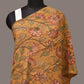 Mustard Kalamkari Hand Painted Sico Stole with Floral Design - Global Threads | Swadesiicart