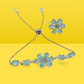 Rhodium-Plated Alloy American Diamond Studded Bracelets & Ring Set - The Pari - Swadesiicart