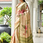 Vishnu Weaves Women's Mahendi Satin Silk Printed Saree with Blouse - Swadesiicart