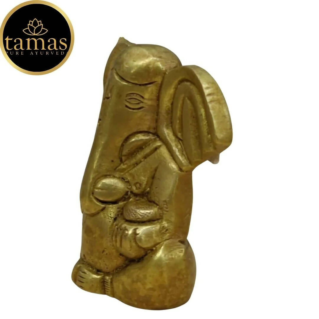 Tamas Brass Ganesha Statue for Temple | Golden Finish | Pooja Idol - Swadesiicart