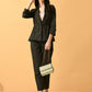 Myshka Women's Black Printed Coat With Trousers - Swadesiicart