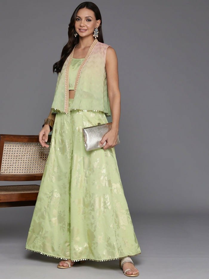 Ahalyaa Women's Traditional Wear Co-ods - Green - Swadesiicart