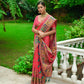 Vishnu Weaves Women's Red Banarasi Silk Kashmiri Woven Saree with Blouse - Swadesiicart
