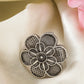 NVR Women's Silver-Toned Floral Shape Adjustable Finger Ring | Swadesiicart