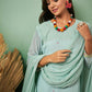 Sky Blue Georgette Handwork Unstitched Dress Material - Hanika | Swadesiicart