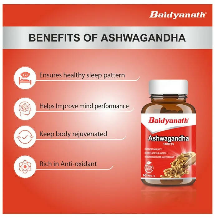 Baidyanath Kolkata Ashwagandha Tablets | Classical Ayurvedic Adaptogen for Stress & Vitality - Swadesiicart