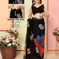 Black Georgette Designer Printed Ready To Wear Saree - Elite | Swadesiicart