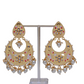 Gold-Polished Brass & Pearl Dangle Women Cream Hand Painted Meenakari Chandbali Earrings By House of Ree - Swadesiicart