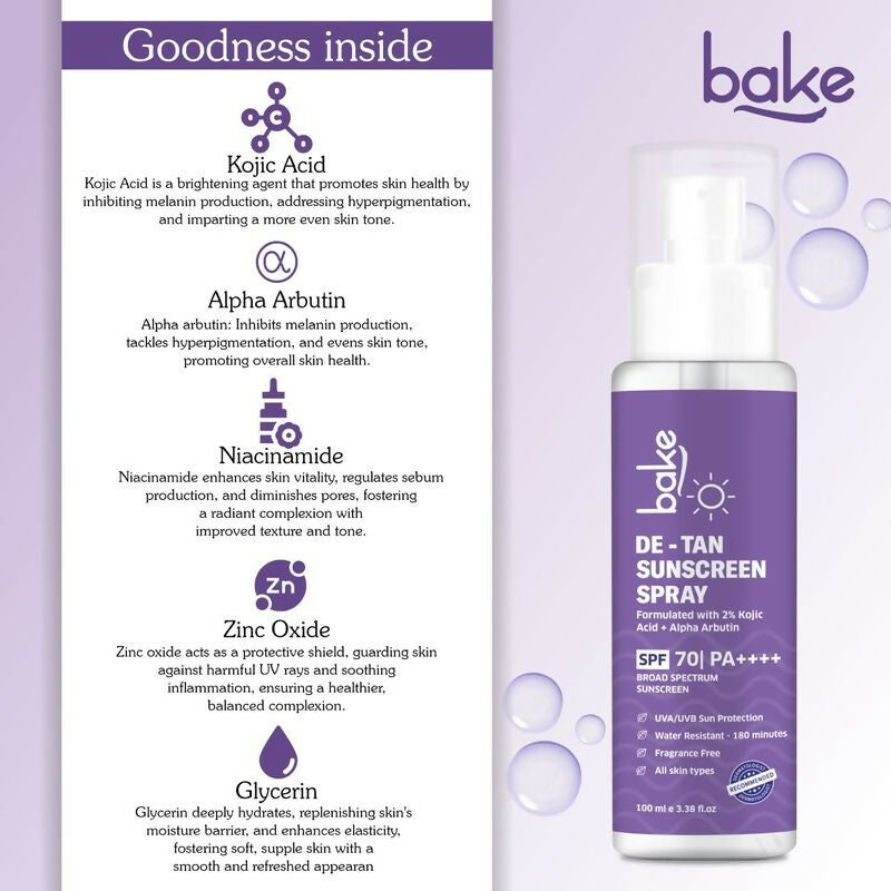 Bake SPF 70 Sunscreen Spray PA++++ Waterproof | Swadesiicart