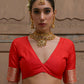 Vishnu Weaves Women's Red Banarasi Silk Zari Woven Saree with Blouse - Swadesiicart