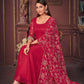 Jyoti Fashion Women's Rani Pink Georgette Embroidered Anarkali Kurta Pant Set With Dupatta | Swadesiicart