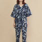 Breathables Women’S Loungewear Kaftan Cotton Blue Floral Print Co-Ord Set