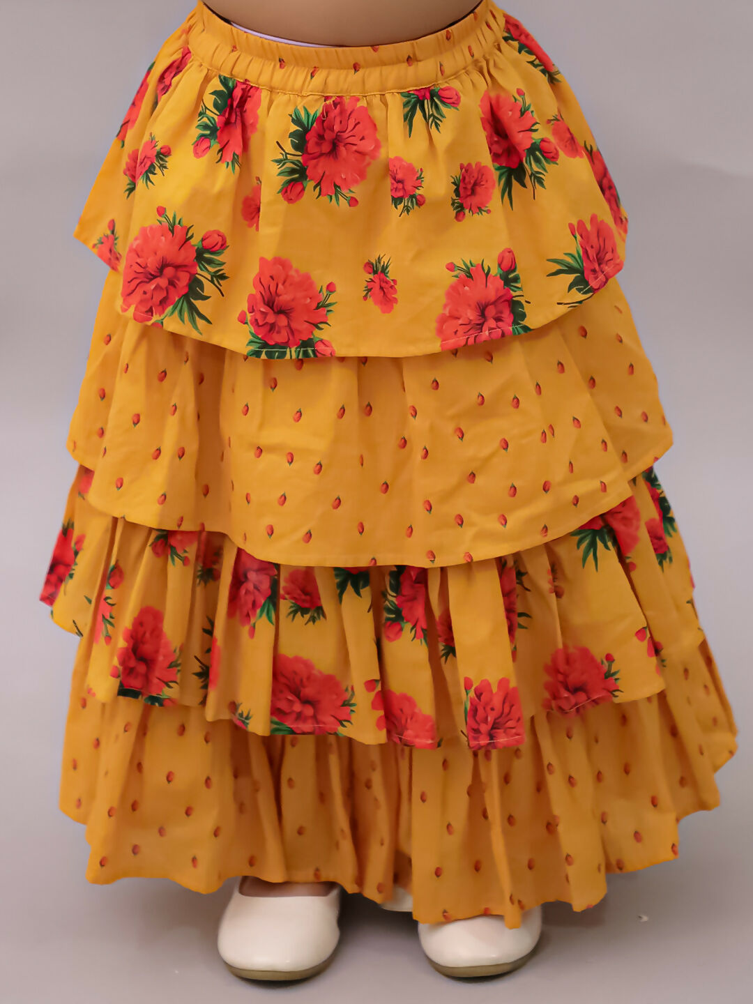 Lil Drama Genda Phool Mustard Choli and Lehanga Set For Girls | Swadesiicart