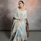 Vishnu Weaves Women's Firozi Tissue Linen Zari Woven Saree with Blouse - Swadesiicart