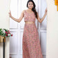 Miravan Women's Orange Floral Printed Crop Top And Skirt Co-Ord Set - Swadesiicart