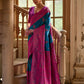 Vishnu Weaves Women's Firozi Banarasi Silk Kalamkari Zari Woven Saree with Blouse - Swadesiicart