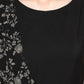 Ahalyaa Women's Black Crepe Printed Kurta With Attached Dupatta | Swadesiicart