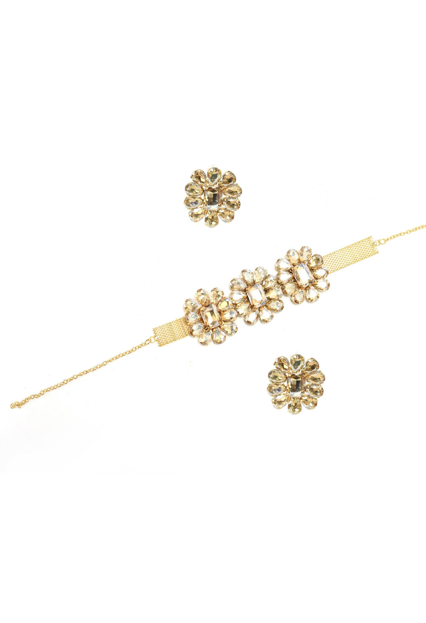 Mominos Fashion Joharkamal Gold-Polished Brass Finish Stone Choker For Women & Girls (Golden) | Swadesiicart