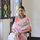 Vishnu Weaves Women's Peach Muga Cotton Saree with Blouse - Swadesiicart