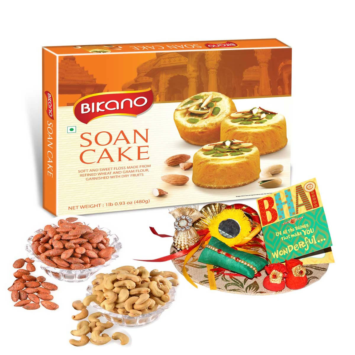 Bikano Soan Cake and Dryfruits Rakhi Gifts | Swadesiicart