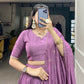 Lorenvalley Lavender Pure Chanderi Plain With Zari Weaving Work Border Lehenga Choli | Swadesiicart