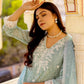 Vaasva Women Sky Blue Linen Floral Printed Kurta, Pant & Dupatta set | Swadesiicart